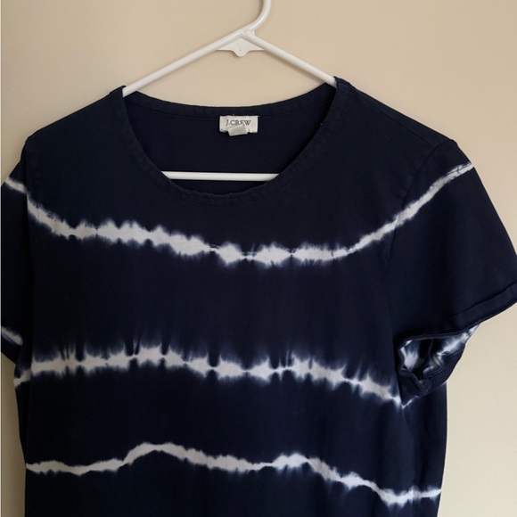 J. Crew Women’s Size XL Blue and White Tie-Dye Stripe Shirt Dress Summer Boho - Picture 4 of 8